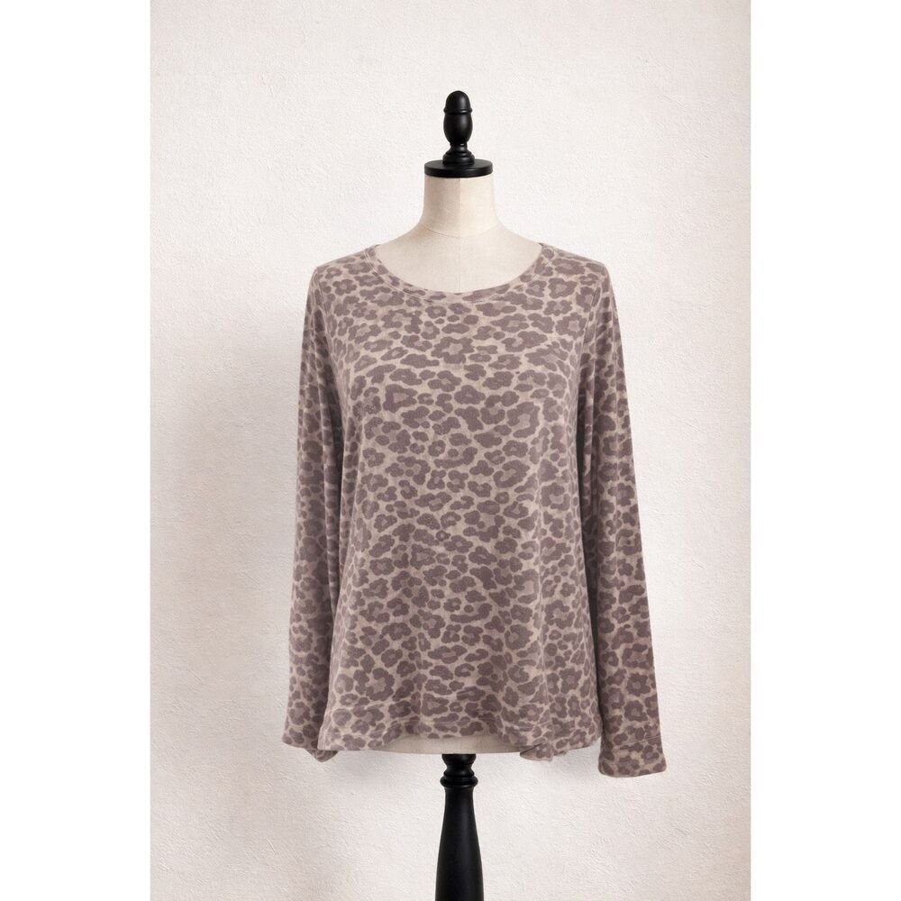 Soft Joie Leopard Print Sweater Women’s L Purple White Lightweight Knit